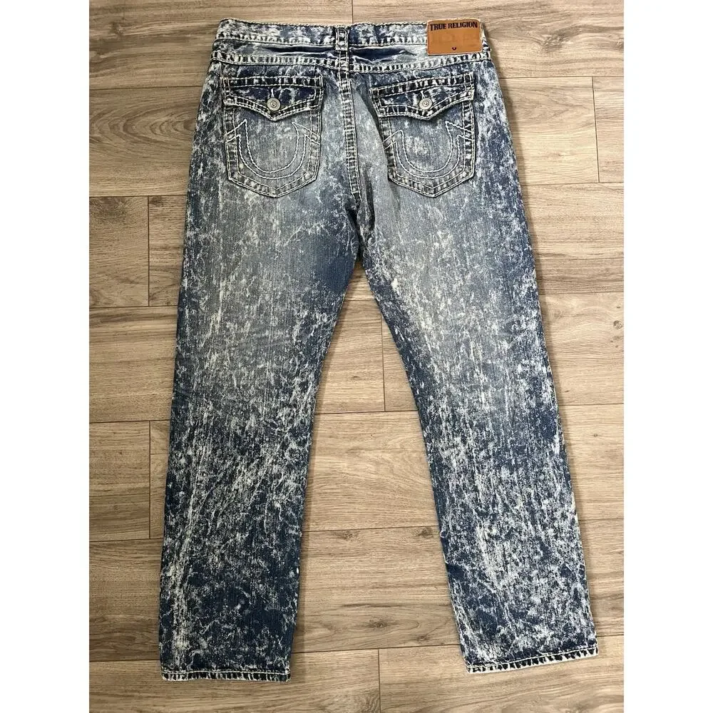 True Religion Ricky Super T Artist Lab Acid Wash Jeans Mens 40 Made in USA